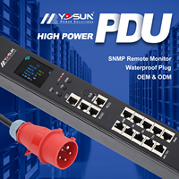 PDU Metálico de Alta Potencia Yosun Trifásico 32A con Monitorización Remota SNMP, 42 Tomas, hasta 90KW, para Centros de Datos IT