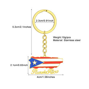 Gantungan Kunci Perhiasan Fashion Baja Anti Karat Pvd Tahan Air Peta Puerto Riko <span class=keywords><strong>USA</strong></span> Grosir untuk Wanita Pria - Product Image 6