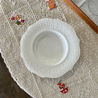 Nouvelle Assiette en Porcelaine de Luxe Moderne en Céramique, Motif Floral en Relief, 6/7/8/9/10/11 Pouces, pour Fruits et Desserts, Idéale pour Mariages et Cadeaux
