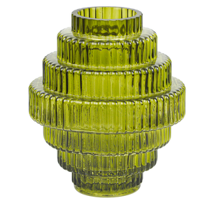 Vase en verre côtelé à plusieurs niveaux, teinte vert citron. Idéal pour <span class=keywords><strong>les</strong></span> arrangements floraux, <span class=keywords><strong>la</strong></span> décoration intérieure, ajoutant une touche rétro-moderne. - Product Image 2