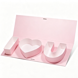 Custom <b>Pink</b> I Love You Letter Shaped <b>Gift</b> Box with Rigid Cardboard Valentine's Day Packaging Mystery Blind Box for Jewelry - Product Image 1