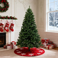Sapin de Noël artificiel floqué pré-éclairé et pré-décoré avec traîneau du Père Noël et rennes