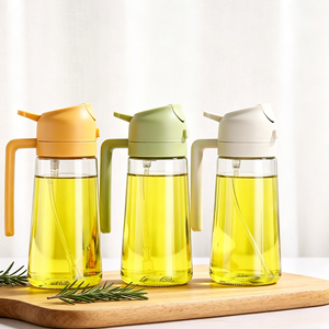 Kaymaz Tabanlı Isıya Dayanıklı Cam Yağ Dağıtıcısı 450ml 600ml Sprey ve Dökme Çift Amaçlı Ev Eşyası - Product Image 1
