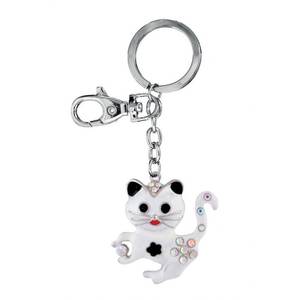 Llavero de cristal con diseño elegante de gatito blanco, sin caja - Product Image 1