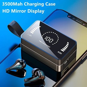 Custom UV Printed LOGO Touch Control Waterproof Ear Bud H 3 S Mirror Digital Display Wireless TWS 3500m Ah Power Bank Promotional