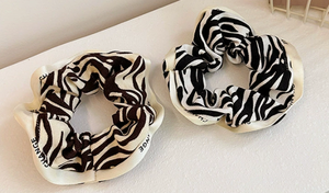 Élastique à cheveux rétro français à motif zèbre, grande texture, pour adulte, pour queue de cheval - Product Image 3