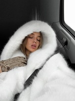Manteau en fausse fourrure de renard blanc pur Zeyu de luxe pour femme, coupe régulière, grande capuche, moelleux, épais, chaud, écologique, respirant, hiver