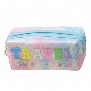 Bolsa de Maquillaje con Estampado de Letras de Viaje, Bolsa de Cosméticos, Linda Bolsa de Aseo con Dibujos Animados para Niñas - Product Image 1
