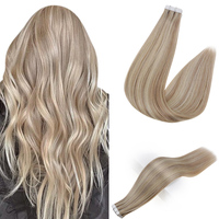 Extensions de cheveux humains Remy chinois 100% naturels, vierges, blonds, double drawn, invisibles, à bandes adhésives, de donneur unique, personnalisables, vente en gros