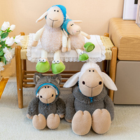 Peluche Mouton Mignon en Costume de Loup, Jouet Doux avec Capuche de Loup, Poupée en Peluche Mouton Somnolent pour Cadeau Enfant et Décoration Maison