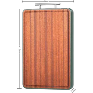 Planche à découper nouvelle, durable, double face, épaisseur 2,0 cm, en ébène et acier inoxydable, antimicrobienne, facile à nettoyer - Product Image 2