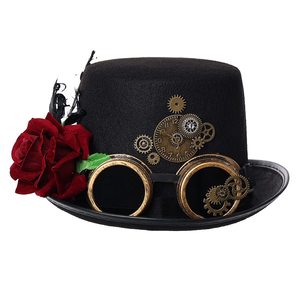 <strong>Halloween</strong> Hat Steampunk Top Hat Classic Goggles Roses Vintage <strong>Accessories</strong> Set for <strong>Adult</strong> - Product Image 1