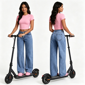 Jeans en denim pour <span class=keywords><strong>femme</strong></span>, style tendance, <span class=keywords><strong>taille</strong></span> haute, <span class=keywords><strong>grande</strong></span> <span class=keywords><strong>taille</strong></span>, coupe droite, ample, décontracté, jambe large, long - Product Image 3