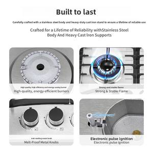 Cuisinière à gaz encastrable double usage en acier inoxydable à quatre brûleurs, économe en énergie, pour la maison et l'extérieur - Product Image 6