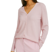 Großhandel Maßgeschneiderte Damen Klassische V-Ausschnitt Strickjacke Einfarbig Basic Einreihiger Pullover Langarm