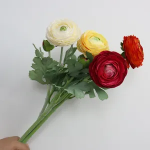 Yiy94 arranjo floral de casamento, mini toque real flores ranunculosas buquê de seda ranunculoso flor artificial