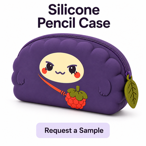 Silicone Pencil Case Cute Purple Berry Zipper Pouch with Custom Logo and Packaging Options for Small Brands Sample Inquiry - Product Image 1