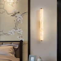 Applique murale LED en cuivre et albâtre, lampe murale en marbre naturel, finition laiton doré pour hôtel, maison, chambre, couloir, hall d'entrée