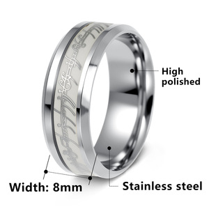 Anillo Unisex de Acero Inoxidable Fluorescente Brillante Inspirado en El <span class=keywords><strong>Señor</strong></span> de los <span class=keywords><strong>Anillos</strong></span>, con Letras y Texto para Conciertos - Product Image 5
