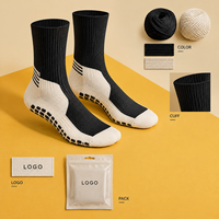 Chaussettes de football antidérapantes à profil mince, noires et ivoire, en Spandex et Nylon, avec semelle antidérapante, ajustement parfait pour les chaussures de football, talon et orteils renforcés