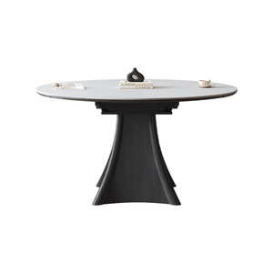 โต๊ะอาหารทรงกลมพับได้ ขยายได้ ทำจากไม้เนื้อแข็ง ดีไซน์มินิมอล สำหรับห้องรับประทานอาหาร - Product Image 5