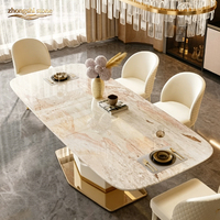 Table moderne élégante en marbre naturel de luxe, plateau ovale poli, rose fumé, haut de gamme, durable, personnalisable, imperméable