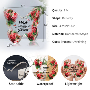Butterfly Shaped Transparent Acrylic Plaque Holiday Thanksgiving Birthday <b>Memorial</b> <b>Gift</b> For Women Friend - Product Image 3