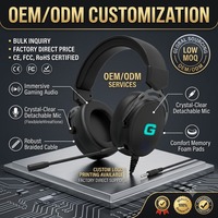 Casque de jeu sans fil 2,4 G étanche avec éclairage RGB, faible latence, conception supra-auriculaire, chargement Type-C pour PC (ODM/OEM)