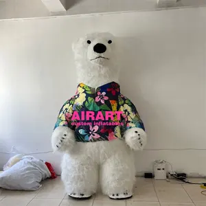 Adult Size Events Show Decoration Inflatable White Bear Costume Inflatable Polar Bear Suit Cute Mascot