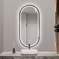 Miroir de salle de bain ovale intelligent en alliage d'aluminium avec éclairage LED, miroir mural intelligent pour la maison ou l'hôtel