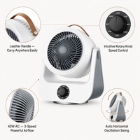 Lampe de table oscillante silencieuse à 3 modes avec lumière d'ambiance pour le travail et le salon
