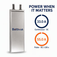 Baterai Lithium Ion Pouch SiCore NMC Amprius SA02 11.25Ah 3.5V 39.38Wh 33A Kontinu 55A Pulsa untuk Drone, Penerbangan, dan eMobilitas