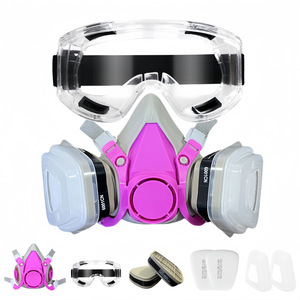 Demi-masque respiratoire avec filtre en gel de silice liquide rose <span class=keywords><strong>pour</strong></span> peinture en aérosol, pesticides, poussière, produits chimiques, décoration et lutte contre l'incendie - Product Image 1