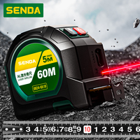 SENDA Promotion : Mètre à ruban laser numérique 2-en-1 à enroulement automatique, rechargeable par USB, avec écran LCD, magnétique, en acier au carbone, 60M