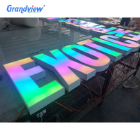 Letrero de Pared 3D con Logo LED RGB a Todo Color Personalizado, Letras de Canal con Faros Publicitarios y Cambio de Color para Nombre de Tienda
