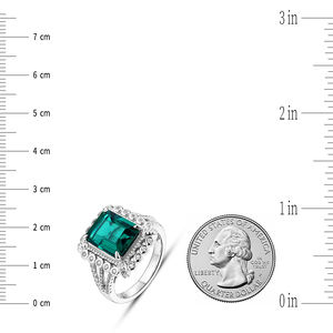 Bijoux fins bague 3ct 11*9mm taille émeraude laboratoire cultivé zambien émeraude pierre 925 bijoux en argent Sterling pour les femmes - Product Image 6