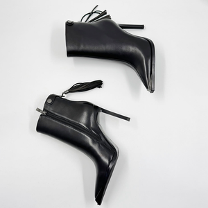 <span class=keywords><strong>Bottines</strong></span> noires à <span class=keywords><strong>bout</strong></span> <span class=keywords><strong>pointu</strong></span> pour <span class=keywords><strong>femme</strong></span>, sur mesure, avec fermeture éclair, talon compensé, en <span class=keywords><strong>cuir</strong></span> véritable, sexy et élégantes, pour le printemps - Product Image 4