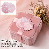 AWELLS Applique brodée 3D en chenille avec perles en PU, thermocollante et à coudre, motif rose rose, pour robes, chapeaux et créations DIY romantiques