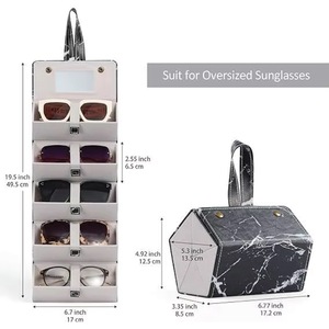 Étui de voyage gratuit pour lunettes de soleil, 4/5 compartiments, étui à lunettes pour plusieurs paires, étui de rangement en cuir pour femmes et hommes - Product Image 6