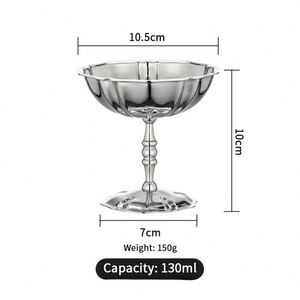 Gobelet haut de gamme en acier inoxydable à motifs, pour crème glacée et vin, avec pied haut – Accessoire essentiel pour bar - Product Image 3