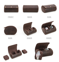 Petite boîte de rangement personnalisée pour montre de voyage en rouleau de cuir Crazy Horse CF1137