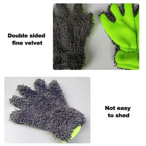 Gants de lavage en chenille à cinq doigts, éponge, chiffon en peluche pour le nettoyage des pneus, serviette de beauté automobile C0081 - Product Image 4