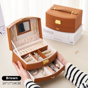 3-Layers Large Mirrored Modern Square Velvet Jewelry Storage Case with <b>Drawer</b> Organizer Box Multipurpose - Product Image 6