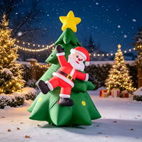 Décoration de Noël gonflable géante en forme d'arbre avec Père Noël grimpant, en tissu Oxford, éclairée par LED, résistante à l'eau et au soleil, pour l'extérieur