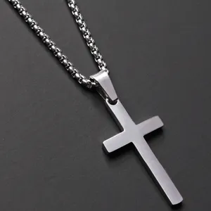 Edelstahl Classic Cross Halskette Mode Männer Schmuck Kreuz Anhänger Halskette für Geschenk