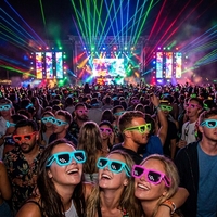 Lunettes LED en gros, lunettes de soleil mosaïques lumineuses, lunettes qui brillent dans le noir pour Halloween, Noël, événements nocturnes, accessoires de rave