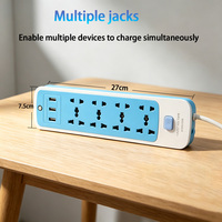 Neue Mehrfachsteckdosenleiste mit 8 AC-Steckdosen 3 USB-Anschlüssen Elektrische Steckdose mit EU/US/UK-Steckeradapter