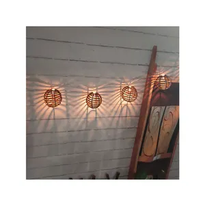 Outstanding Quality Waterproof Hanging Moroccan Style Ball Fairy String Lights for Patio Decoration bamboo lamp nature material