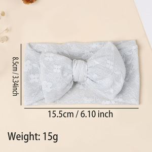 Diadema de encaje de doble capa para bebé, turbante suave y elástico con lazo, protege la fontanela, accesorios ligeros para el cabello de bebés recién nacidos. - Product Image 4