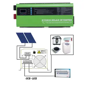 Inversor híbrido de onda sinusoidal pura para sistema Solar, 6000 vatios, 6KW, 6000 W, CC de baja frecuencia a CA, fase dividida para la industria del hogar